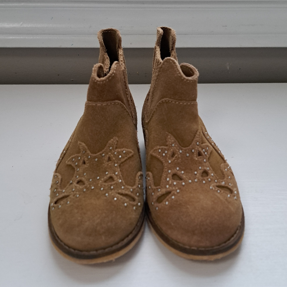 Zara Kids Brown Suede Star Boots